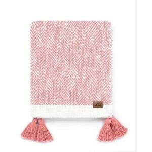 UGG Leigh Tassel Herringbone Throw 50x70 Coral Snow Cozy Chic‎